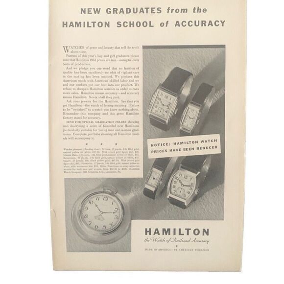 Hamilton | Accents | Vintage 933 Hamiltonwatch Need Graduates Ad ...